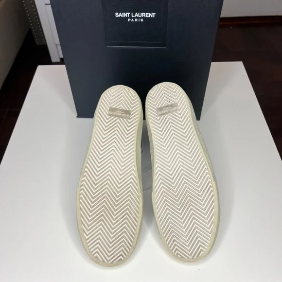 Saint Laurent Black Glittered SL/37 Court Classic Sneakers Size 8